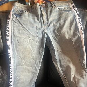 Karl Lagerfeld Light Blue Jeans with White Trim